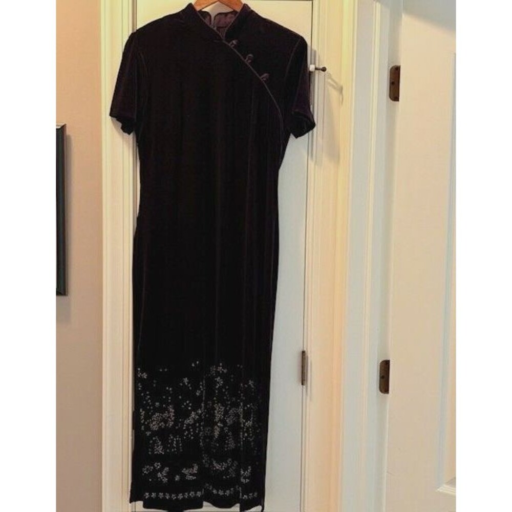 Vintage 90s Nina Piccalino  Purple‎ Velvet Maxi Gown Size 12